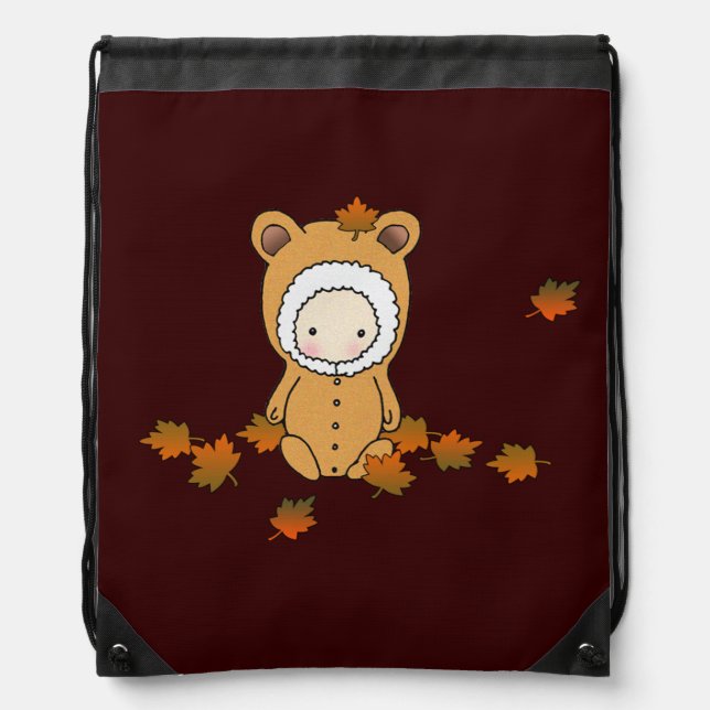 Little Autumn Baby Drawstring Bag (Front)