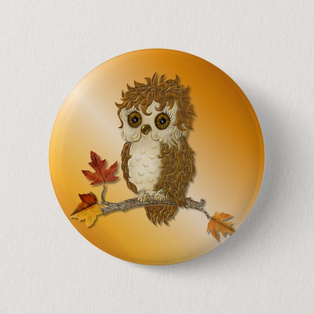Little Autumn Whoo Owl Button (Front)