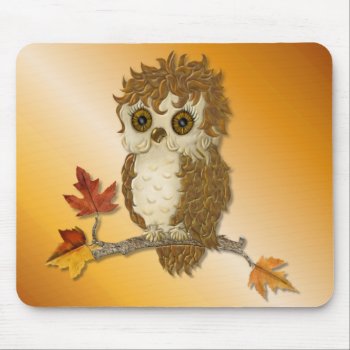 Little Autumn Whoo Owl Mouse Pad by Spice at Zazzle