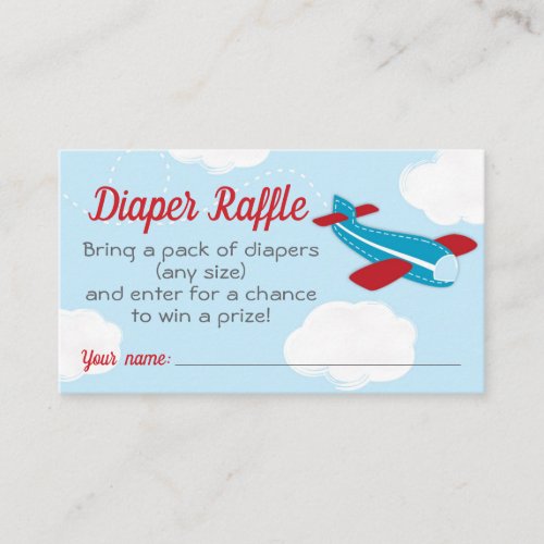 Little Aviator Airplane Baby Shower Diaper Raffle Enclosure Card