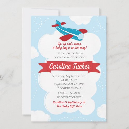 Little Aviator Airplane Baby Shower Invitation