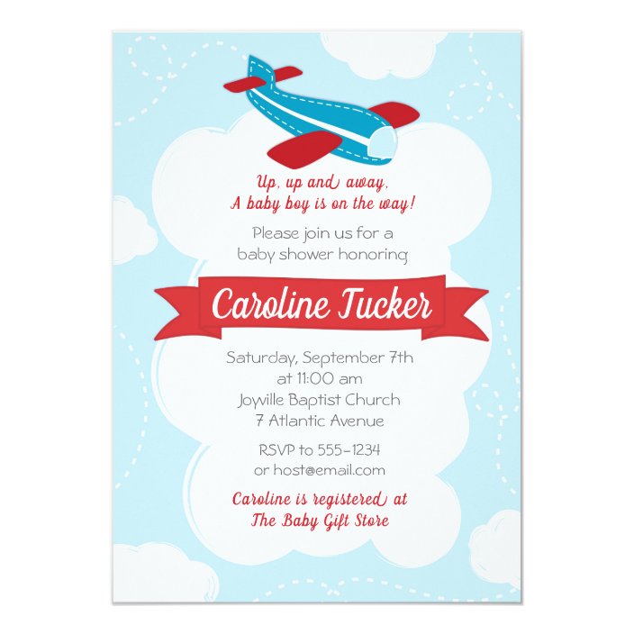 Amazon Com Airplane Baby Shower Invitations Up Up And Away Fly