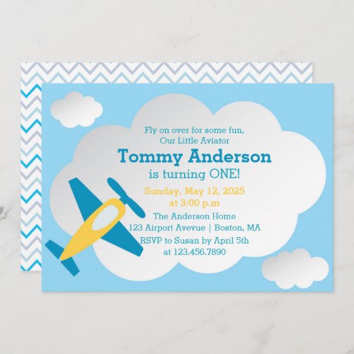 Little Aviator Airplane Birthday Party Invitation