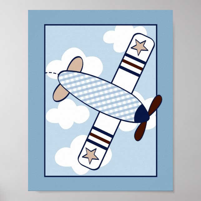 Little Aviator Airplane Nursery Wall Art Print (Front)
