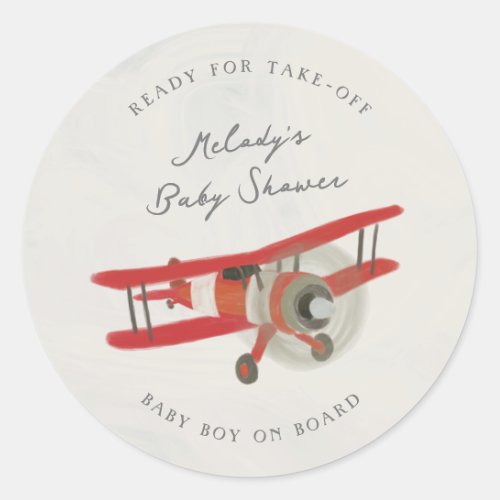 Little Aviator Baby Shower Classic Round Sticker