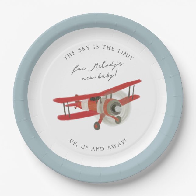 Little Aviator Baby Shower Paper Plates (Front)