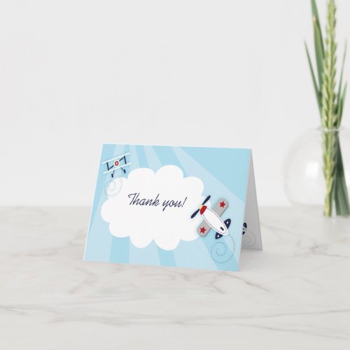 Little Aviator Boy Thank you Note Card size