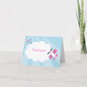 Little Aviator Pink Girl Thank You Note Card Size by allpetscherished at Zazzle