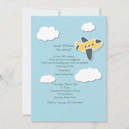 Little Aviator Sip and See Invitation