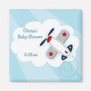 Little Baby Aviator Square Favor Magnet
