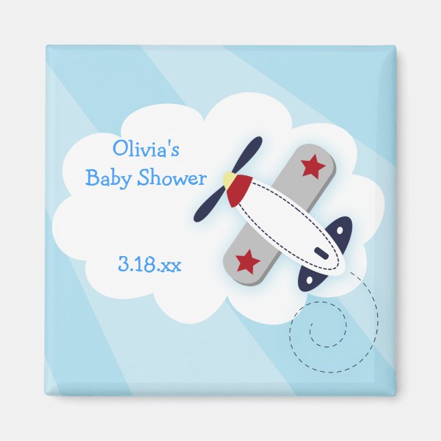 Little Baby Aviator Square Favor Magnet (Front)