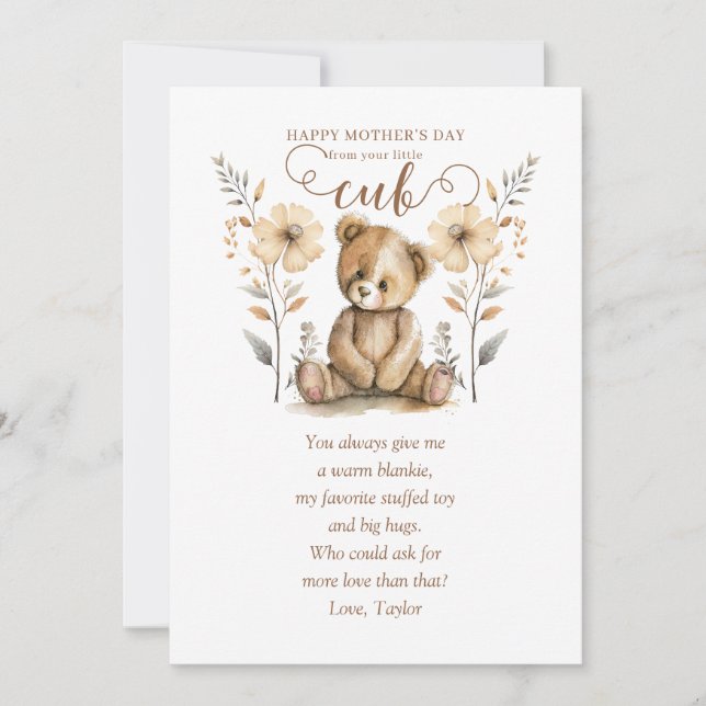 Little Baby Bear Cub First Mother's Day Invitation (Front)