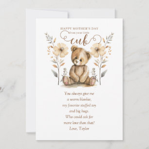 Little Baby Bear Cub First Mother's Day Invitation