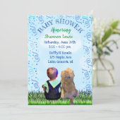 Little Baby Boy and his Dog Baby Shower Invitation (Standing Front)