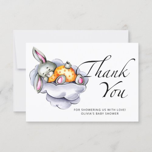 Little baby bunny baby shower thank you card