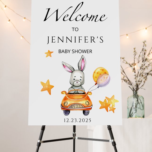 Little baby bunny baby shower welcome foam board (In Situ (Stand))