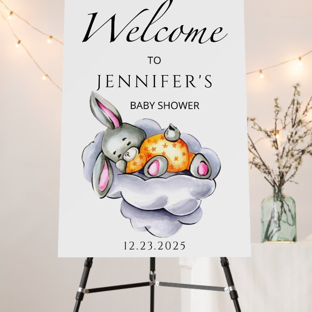 Little baby bunny baby shower welcome foam board (In Situ (Stand))