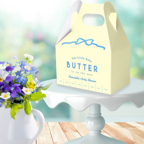 Little Baby Butter Blue Bow Baby Shower Favor Boxes