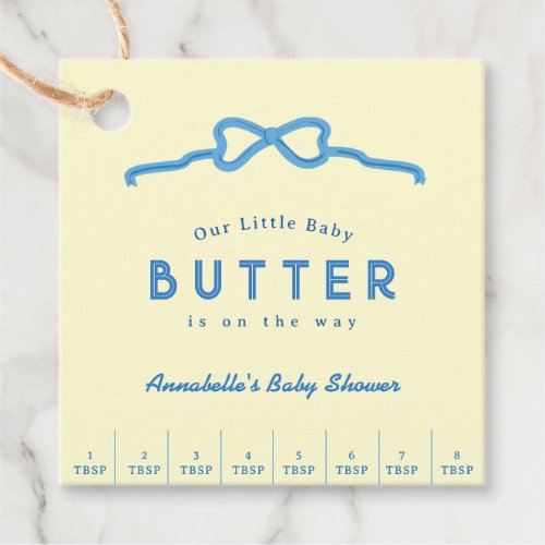 Little Baby Butter Blue Bow Baby Shower Favor Tags