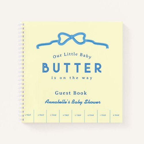Little Baby Butter Blue Bow Baby Shower Guest Book