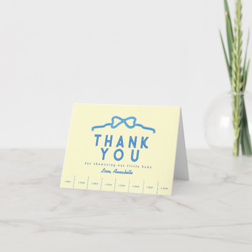 Little Baby Butter Blue Bow Baby Shower Thank You Card