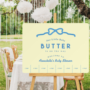 Little Baby Butter Blue Bow Baby Shower Welcome Foam Board