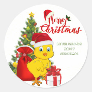 Little Baby Chicken Christmas Classic Round Sticker