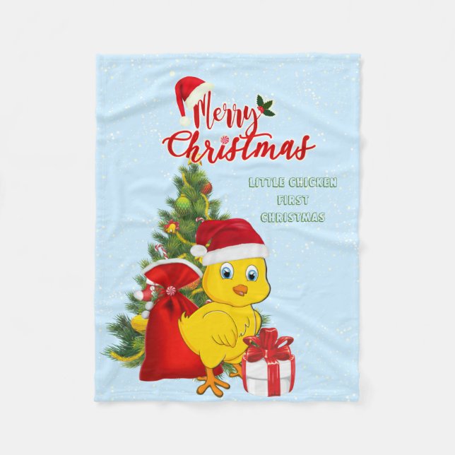Little Baby Chicken Christmas Fleece Blanket (Front)