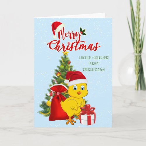 Little Baby Chicken Christmas Holiday Card