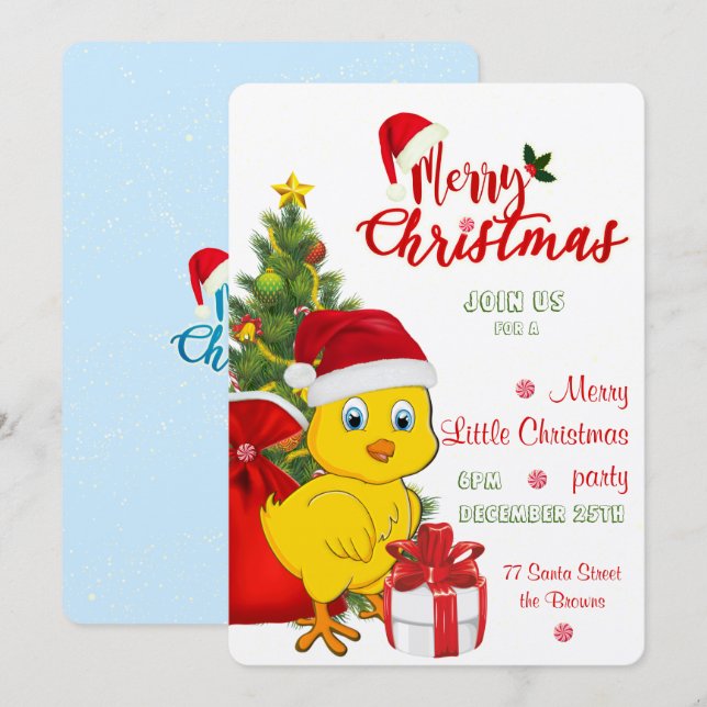 Little Baby Chicken Christmas Invitation (Front/Back)