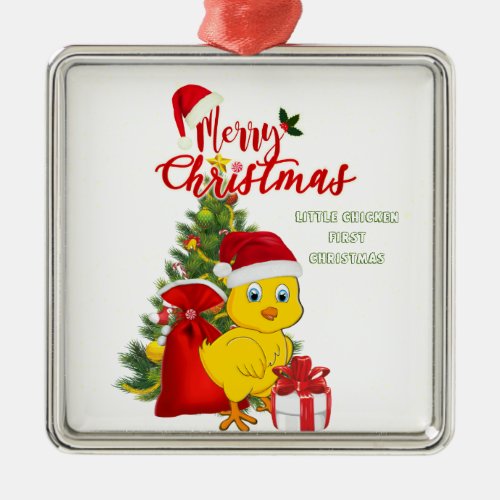 Little Baby Chicken Christmas Metal Ornament