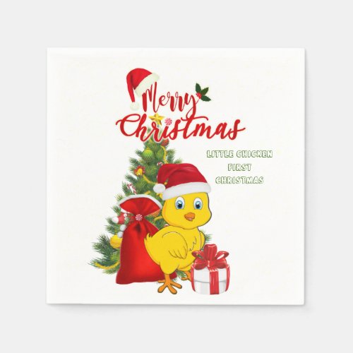 Little Baby Chicken Christmas Paper Napkins