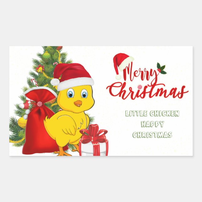 Little Baby Chicken Christmas Rectangular Sticker (Front)