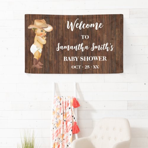Little Baby Cowboy Western Welcome Baby Shower Banner
