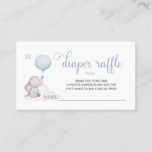Little Baby Elephant Baby Shower Diaper Raffle Car Business Card