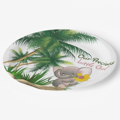 Little Baby Elephant in the Jungle Baby Shower Paper Plates
