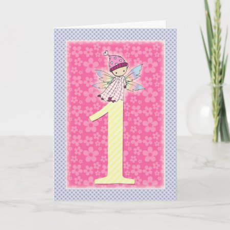 Little Baby Fairy First Birthday Greeting Card