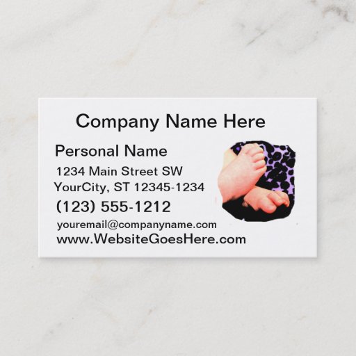 Customizable Little Baby Feet, Purple Leopard Background Business Cards