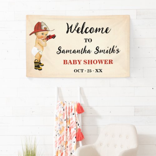 Little Baby Firefighter Welcome Baby Shower Banner