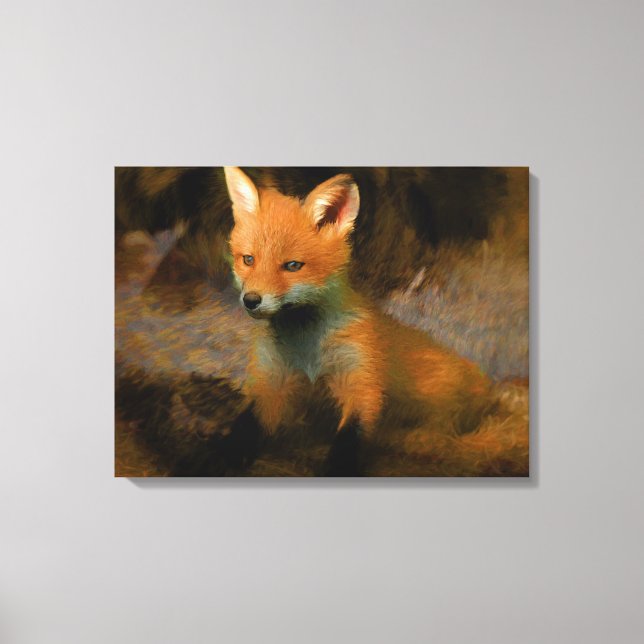 Little Baby Fox Cub Portrait Canvas Print (Front)