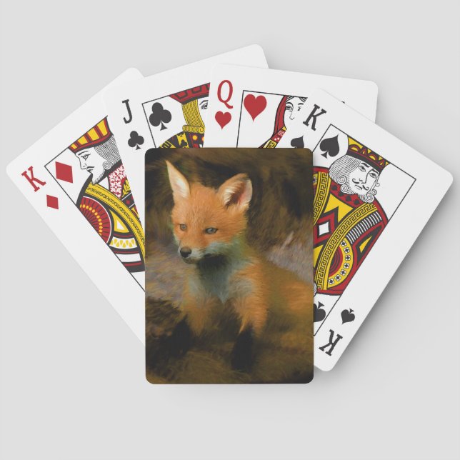 Little Baby Fox Cub Portrait Poker Cards (Back)