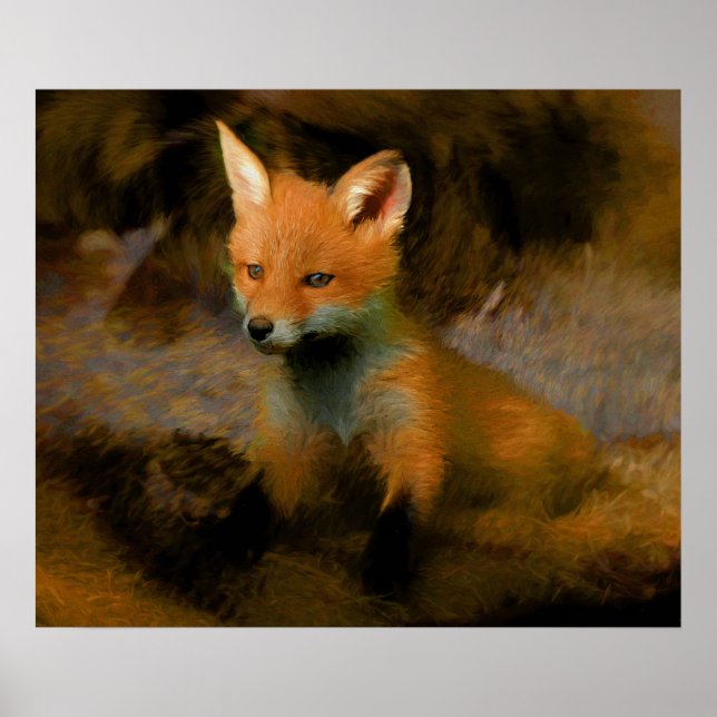 Little Baby Fox Cub Portrait Poster (Front)