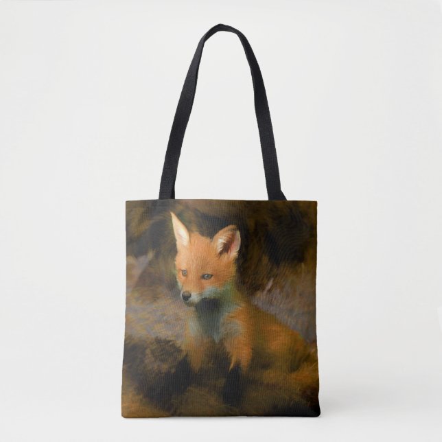 Little Baby Fox Cub Portrait Tote Bag (Front)