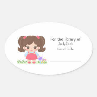Little baby girl - For the library of Oval Sticker