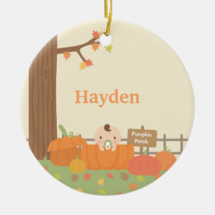 Little Baby in Pumpkin Patch Ornament