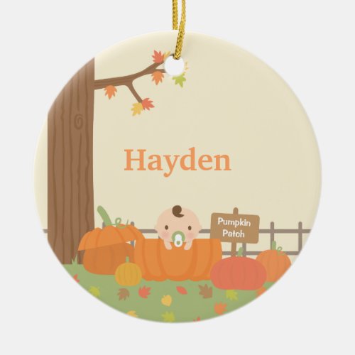 Little Baby in Pumpkin Patch Ornament