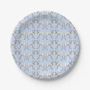 Little Baby Lamb Blue Paper Plates