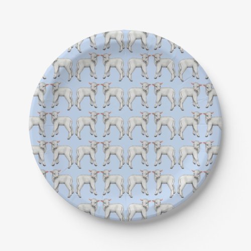 Little Baby Lamb Blue Paper Plates