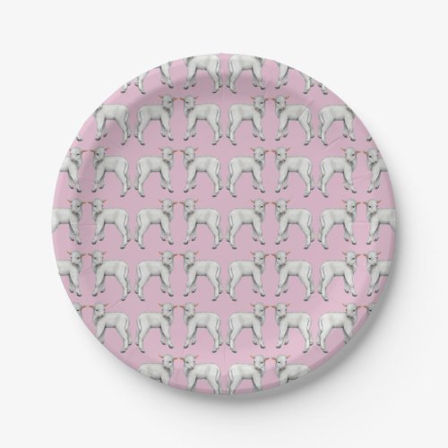 Little Baby Lamb Pink Paper Plates