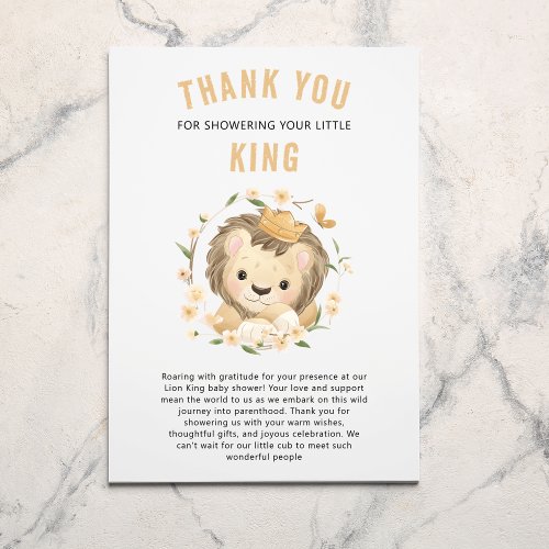 Little Baby Lion king Gender neutral Baby Shower  Thank You Card